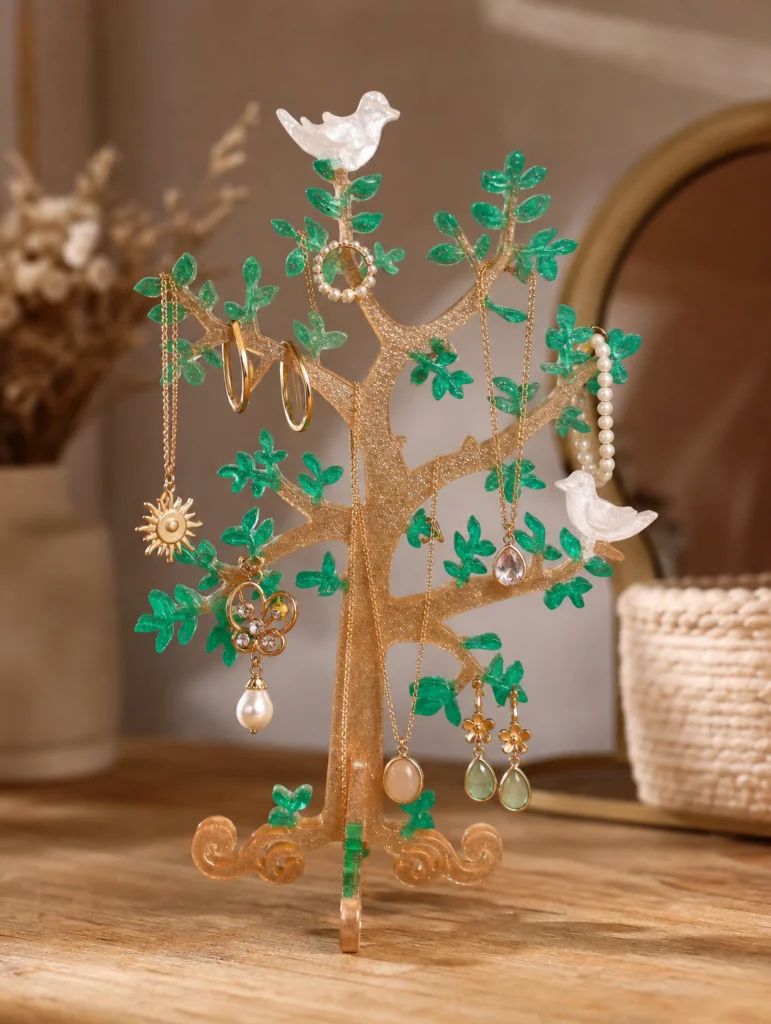 arbre porte-bijoux en résine